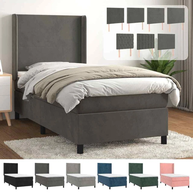 Cama box spring con colchón terciopelo gris claro 100x200 cm vidaXL