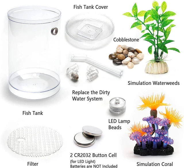 Betta Fish Tank, 360 Aquarium with LED Light, 1 Gallon Fish Bowl, Small Fish Tan 6