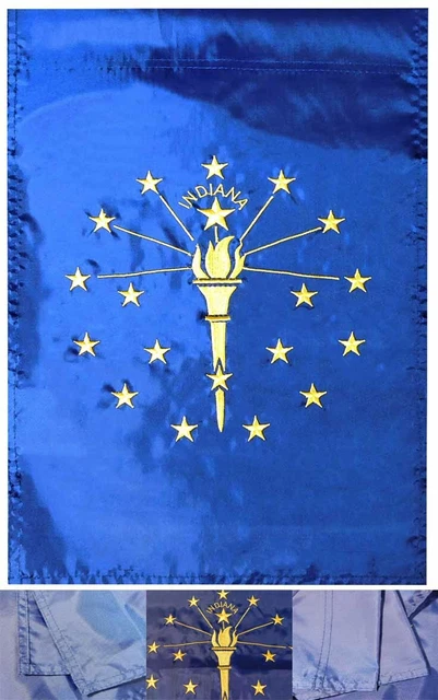 12X18 State of Indiana Premium 12"x18" Nylon Embroidered Sleeve Garden Flag