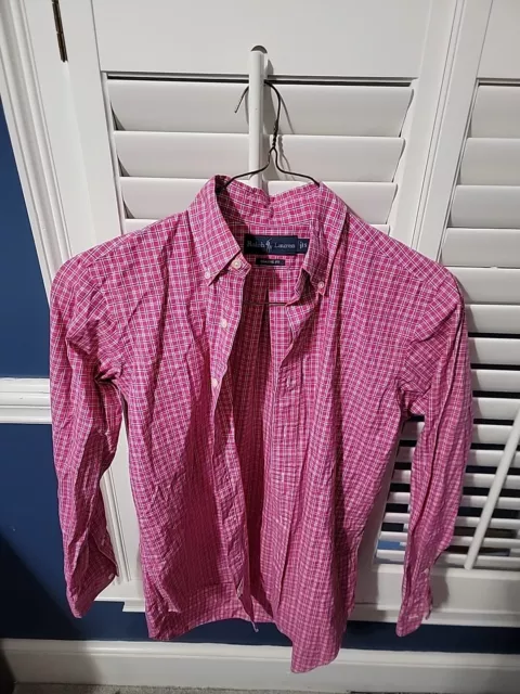 Camisa Polo Ralph Lauren rosa con botones para hombre talla pequeña