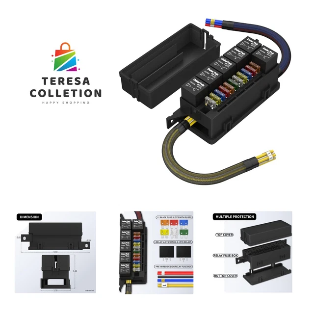 thumbnail image 2 of 12 Volt Fuse Relay Box Pre-wired Fuse And Relay Box With 6 Relays And 6 Way Atc/ato Fuses For 2 of 12