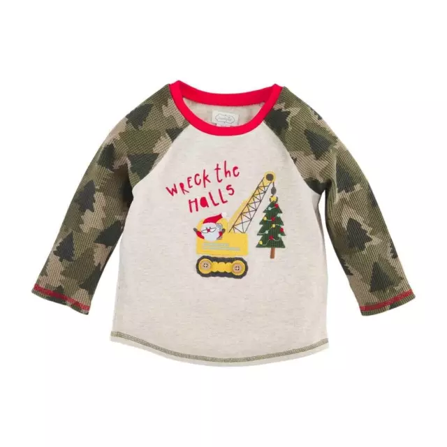 Mud Pie Kids WRECK THE HALLS Crane Construction Boys Christmas Tee Shirt