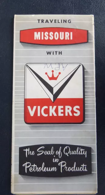 1965 Missouri  road  map Vickers  oil  gas route 66