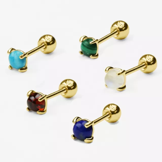 14K SOLID GOLD Four-Prong Stone Stud Earring, Birthstone Earring ...
