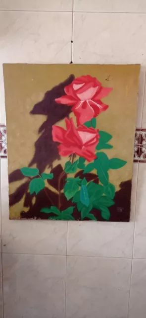 Pintura  Al  Oleo   /   Sobre  Lienzo   /   Motivo Floral  / Sin Marco / Amateur