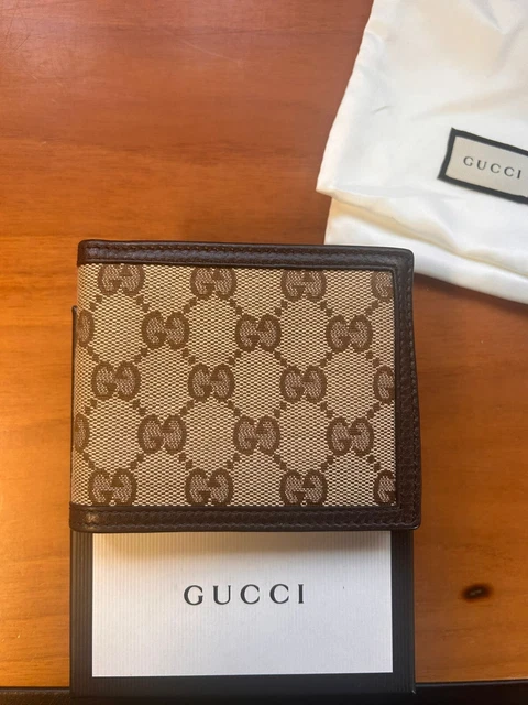 Portafoglio Uomo Gucci Doppia G Logo Gucci Guccisima Tela Marrone Beige