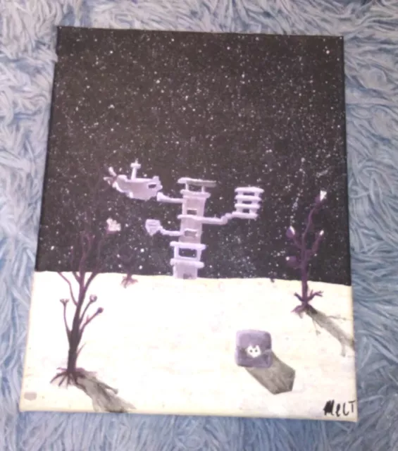 NEW ORIGINAL ACRYLIC MINECRAFT SHULKER / END CITY PAINTING 8x10 SIGNED