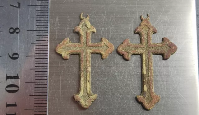 Encolpion cross Double Sided with gilding, Medieval Ancient Artefact
