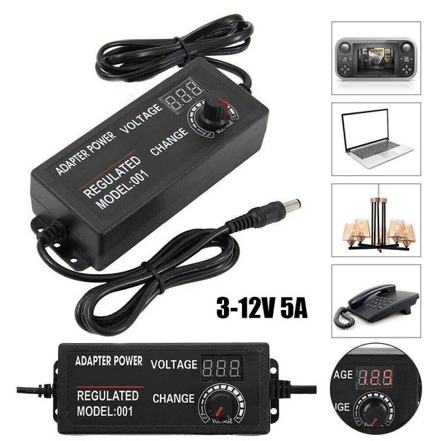 Tensione variabile Volt regolabile 3V-12V alimentatore adattatore caricabatterie variabile