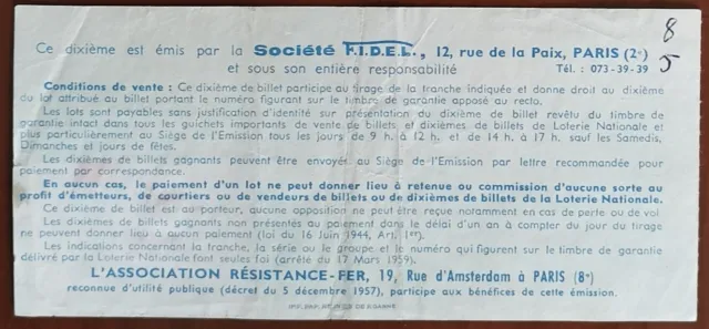 Billet de loterie nationale 1968 4e tr Gr1 Résistance Fer - BOUGAINVILLE 2