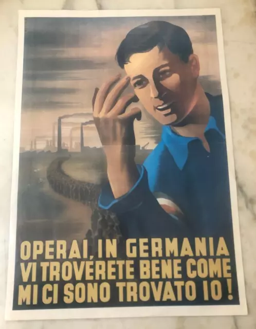 WWII WWII Italian Propaganda Manifesto 50x35cm WWII WWII Italian Propaganda Manifesto 50x35cm