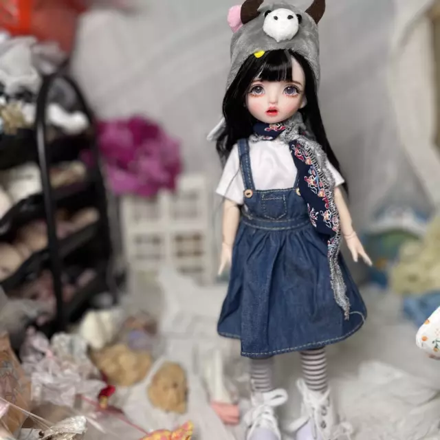 1/6 BJD Doll Girl Ball Jointed Kids Gift Full Set Toys with Eyes Dress Makeup