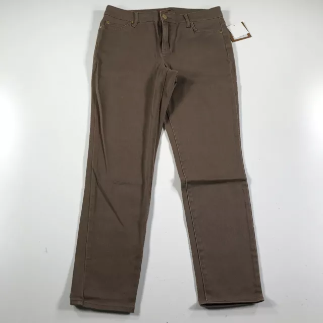 Ellen Tracy Pants Womens 6 Brown Tapered Slim Cotton Blend New With Tags