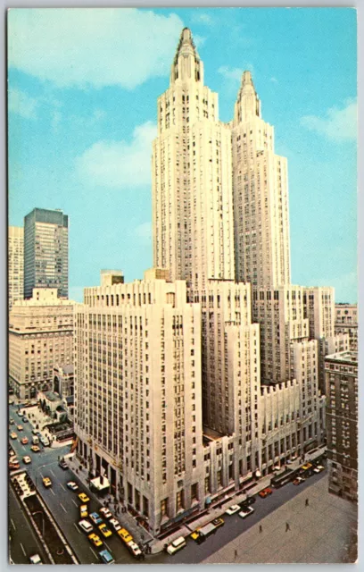 New York City The Waldorf Astoria Hotel Aerial View Classic Cars Postcard