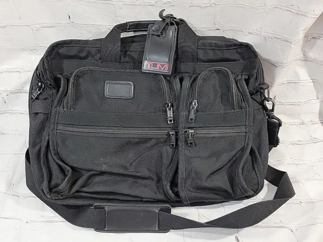 Tumi Tech Ballistic Nylon Expandable Briefcase Messenger Laptop Bag Black
