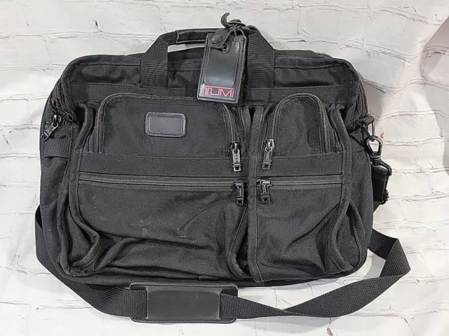 Tumi Tech Ballistic Nylon Expandable Briefcase Messenger Laptop Bag Black