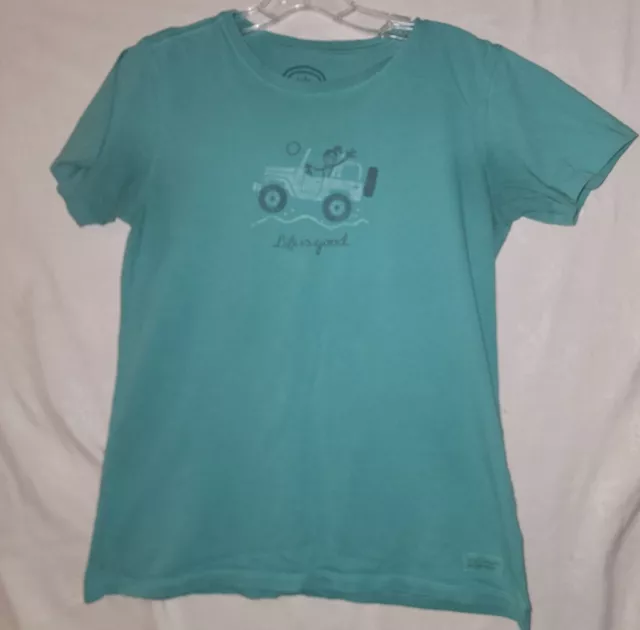 Life is good, women's size small, tee shirt, teal