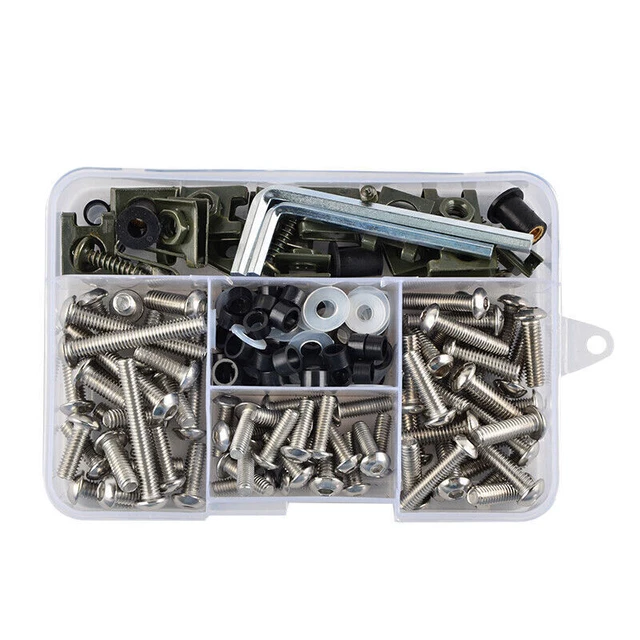 155PCS M5 Motorcycle Shell Fairing Plate Screws Nut Kit Hardware Stainless Steel