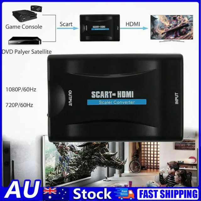 1080P SCART to HDMI Video Audio Upscale Converter Signal Adapter for HD TV DVD