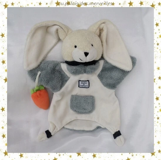 Doudou Plat Marionnette Séraphin Lapin Carotte Gris Blanc Doudou Et Compagnie