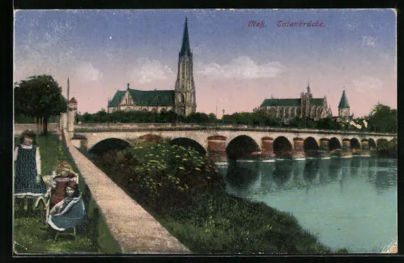 CPA Metz, vue de Totenbrücke, im Vordergrund des enfants