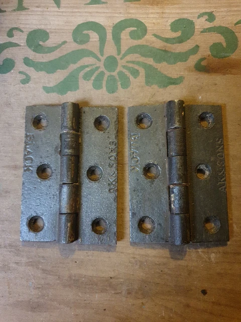 Pair of old 3 1/2" A K & Sons hinges cast iron