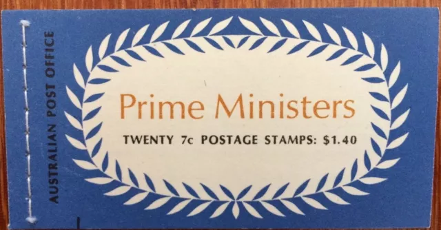 Australia Post Prime Ministers Booklet $1.40 20 x 7c Fisher, Cook, Hughes, Bruce