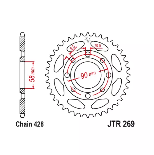 Jt Corona 52 Trasmissione 428 Per Honda Xl125 Sa,Sb,Sc,Sz 1980 1981 1982