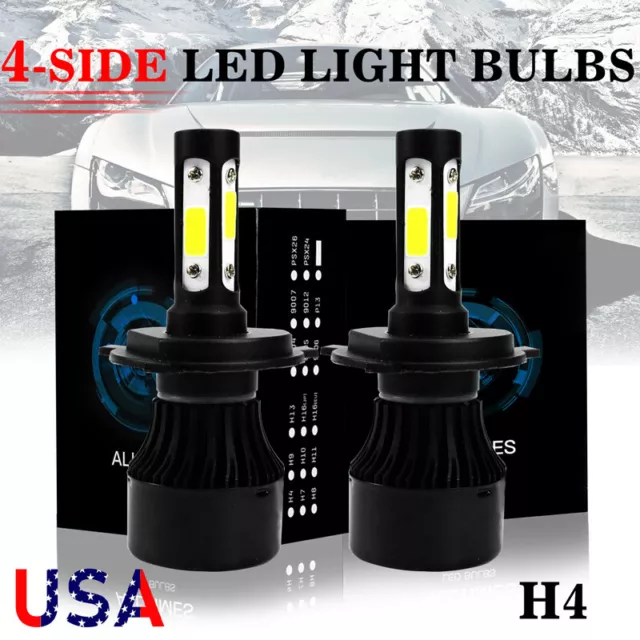 ALLTIMES 130W 13000LM 4 Sides LED Headlight H4 9003 High/Low Beams 6000K Bulbs