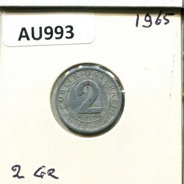 2 GROSCHEN 1965 AUSTRIA Coin #AU993C