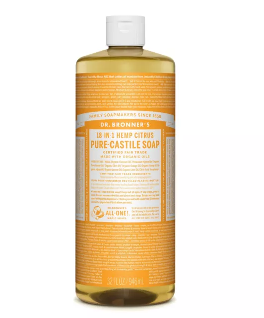 Dr Bronner's Cítrico Jabón 946ml - Con Más Que 18+ Usos ! Vegano