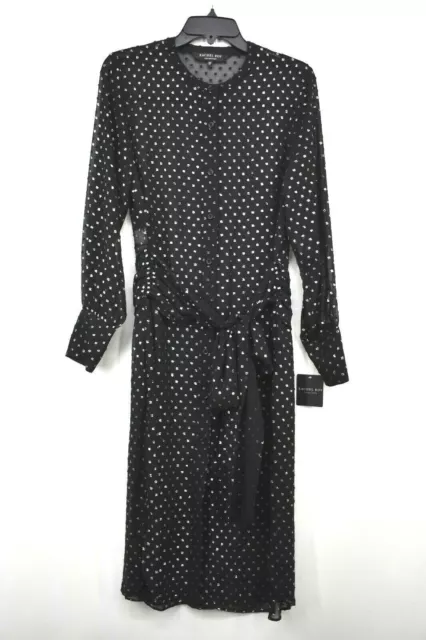 Rachel Roy Collection Womens Black Foil Dot Flocked Dress Semi Sheer NWT 10