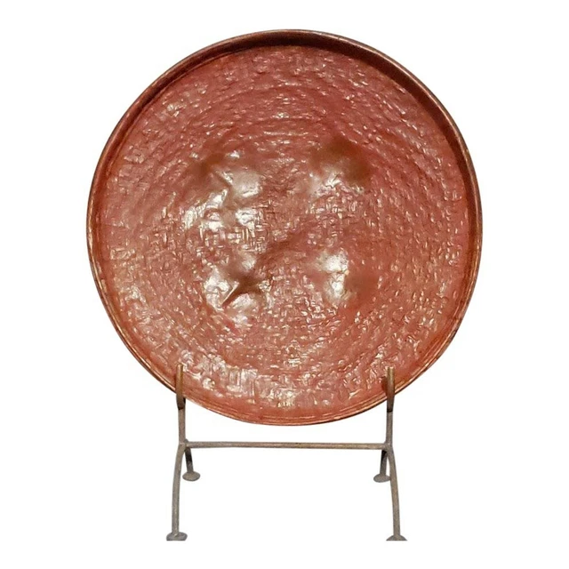 Early 20th Century Burmese Lacquer Rattan Red Tray Bamboo