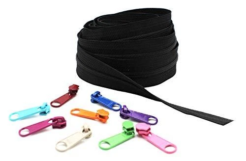 Zipper by The Yard - #4.5 Nylon Coil Zippers Chain Black 5-Yards of Make Your...