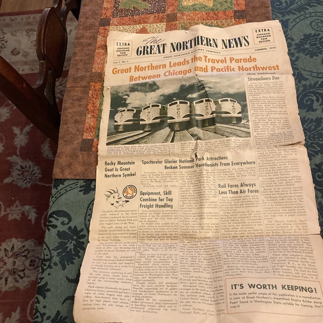 Vintage 1949 Great Northern Railway  News Extra Chicago   Fair Edition