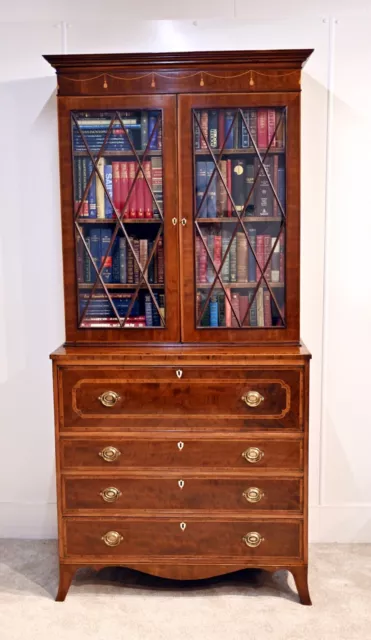 George III Secretaire Bookcase in Mahogany Antique c.1790 Desk