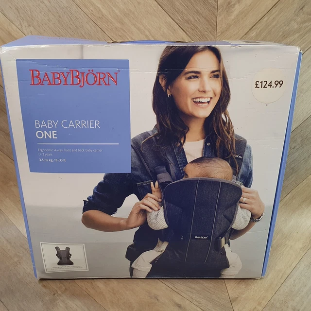 Baby Bjorn Baby Carrier ONE Denim Gris/Gris Oscuro Algodón 0-3 Años 8-33 Lb Bebés