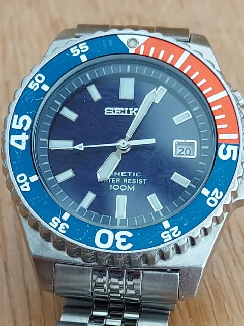 MENS SEIKO 5M62-0A10 Pepsi Kinetic Divers Watch 100m new capacitor and  bracelet £ - PicClick UK