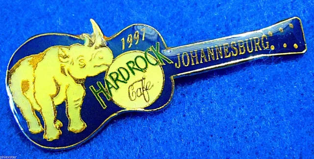 JOHANNESBURG SOUTH AFRICAN  RHINO PROTOTYPE 97 BLUE GUITAR Hard Rock Cafe PIN