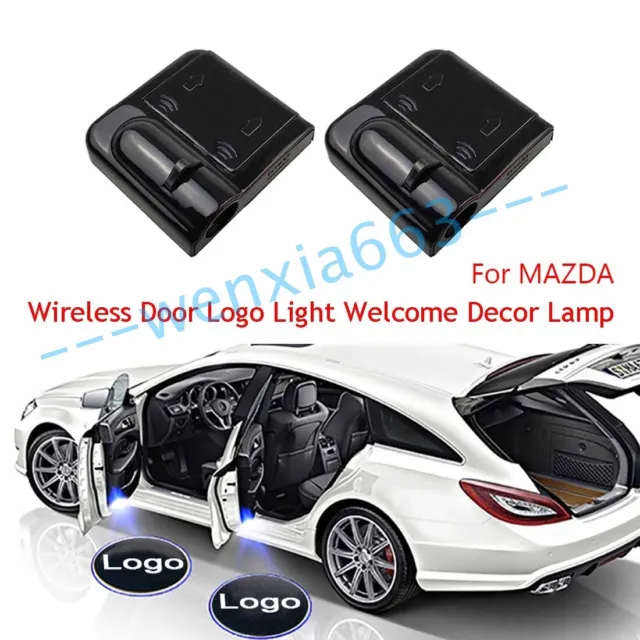 2X Wireless Car Door Welcome Projector Logo Ghost Shadow Laser Light For MAZDA
