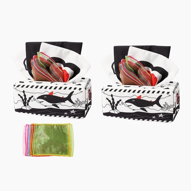 Busy Pull Tissues Activities Baby Tissue Box, Soft Scarf, Crinkle Towel, Toddler
