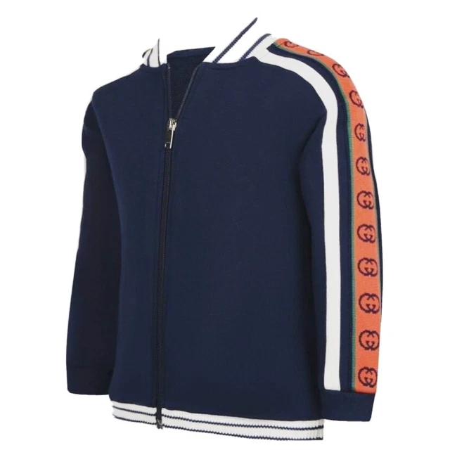 Felpa con cappuccio ragazzo blu navy GG età 8 nuovissima prezzo di zecca £305