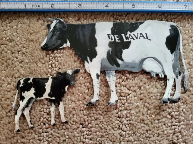 ** Vintage De Laval Cream Separator Milker  Cow & Calf Tin Advertising Sign Set