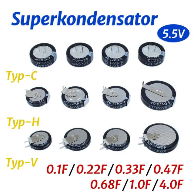 2PCS super kondensator farad kondensator 2,7 V 2F 3,3 F 4F 4,7 F