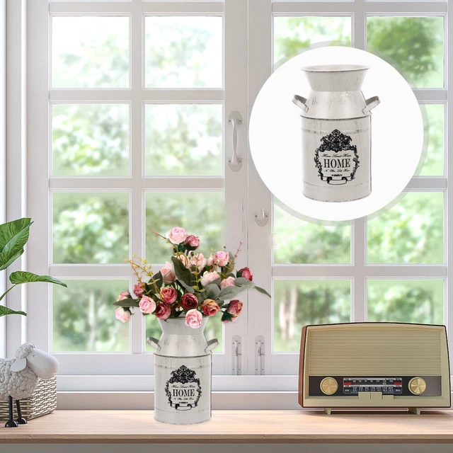 Vaso Da Fiori Vintage In Ferro, Per Il Latte, Stile Rustico, Rustico, Vaso Per Fiori, Vaso In Metallo, Cestino Decorativo Per Giardino, Balcone - Foto 9