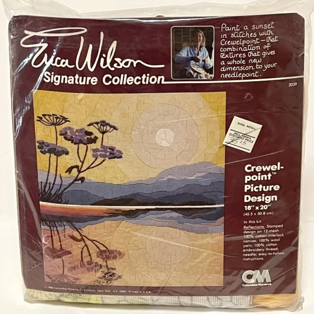 Erica Wilson Crewel Embroidery Kit Vintage 1980 Reflections Sunset 2039 Rare NOS