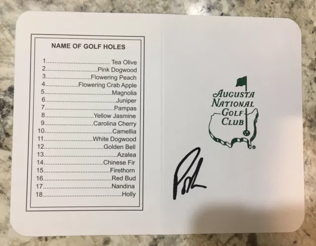 Augusta National Golf Club Course Scorecard MASTERS Signed PATRICK REED