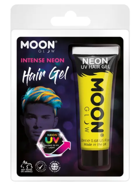 Intenso Neon UV Capelli Gel - Stand Out With Smiffys Giallo Brilla