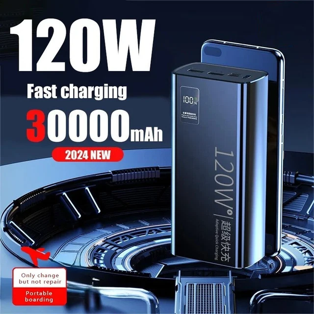 30000MAH SUPER FAST Charging Power Bank 120W High Sufficient Capacity ...