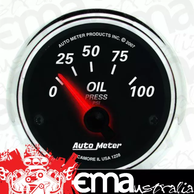 AutoMeter AU1228 Designer Black II 2-1/16" Oil Pressure Gauge 0-100 PSI